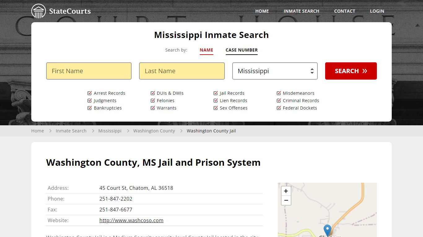 Washington County Jail Inmate Records Search, Mississippi - StateCourts
