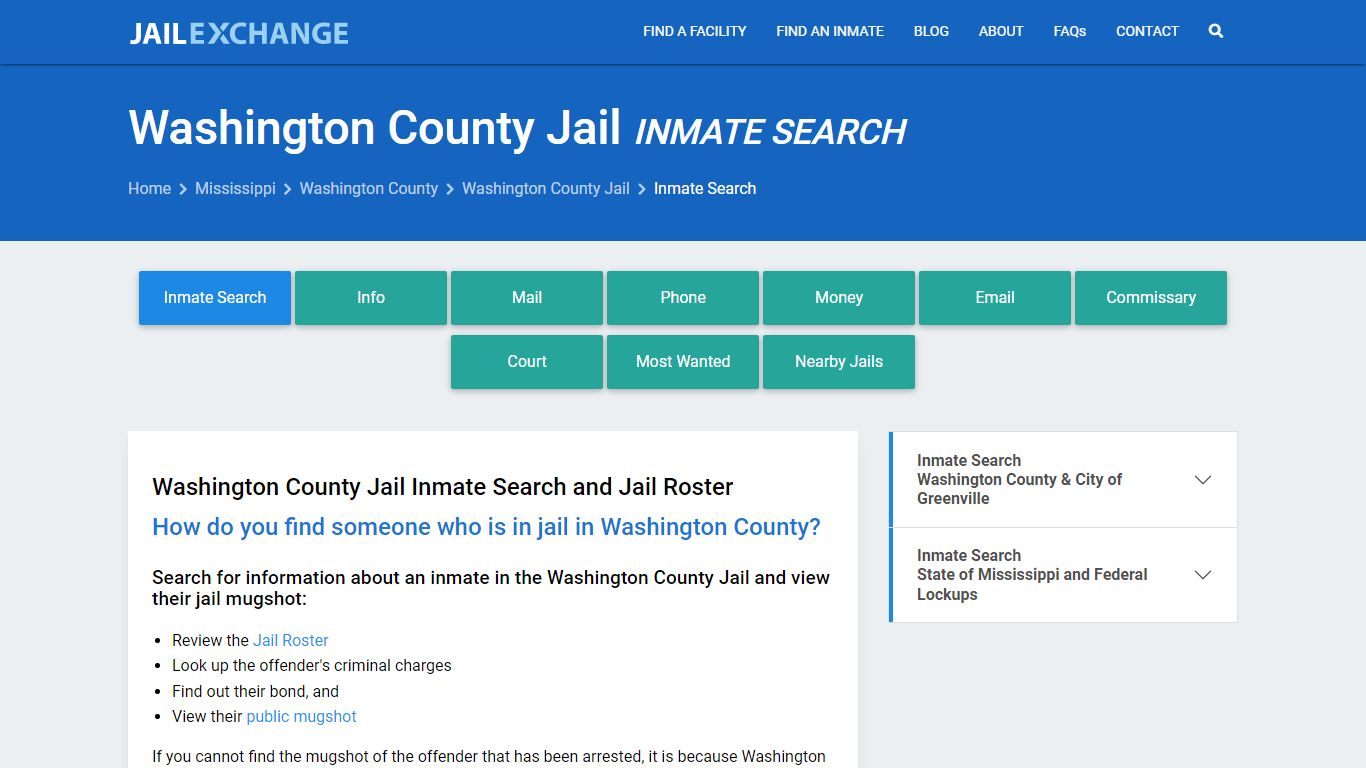 Inmate Search: Roster & Mugshots - Washington County Jail, MS